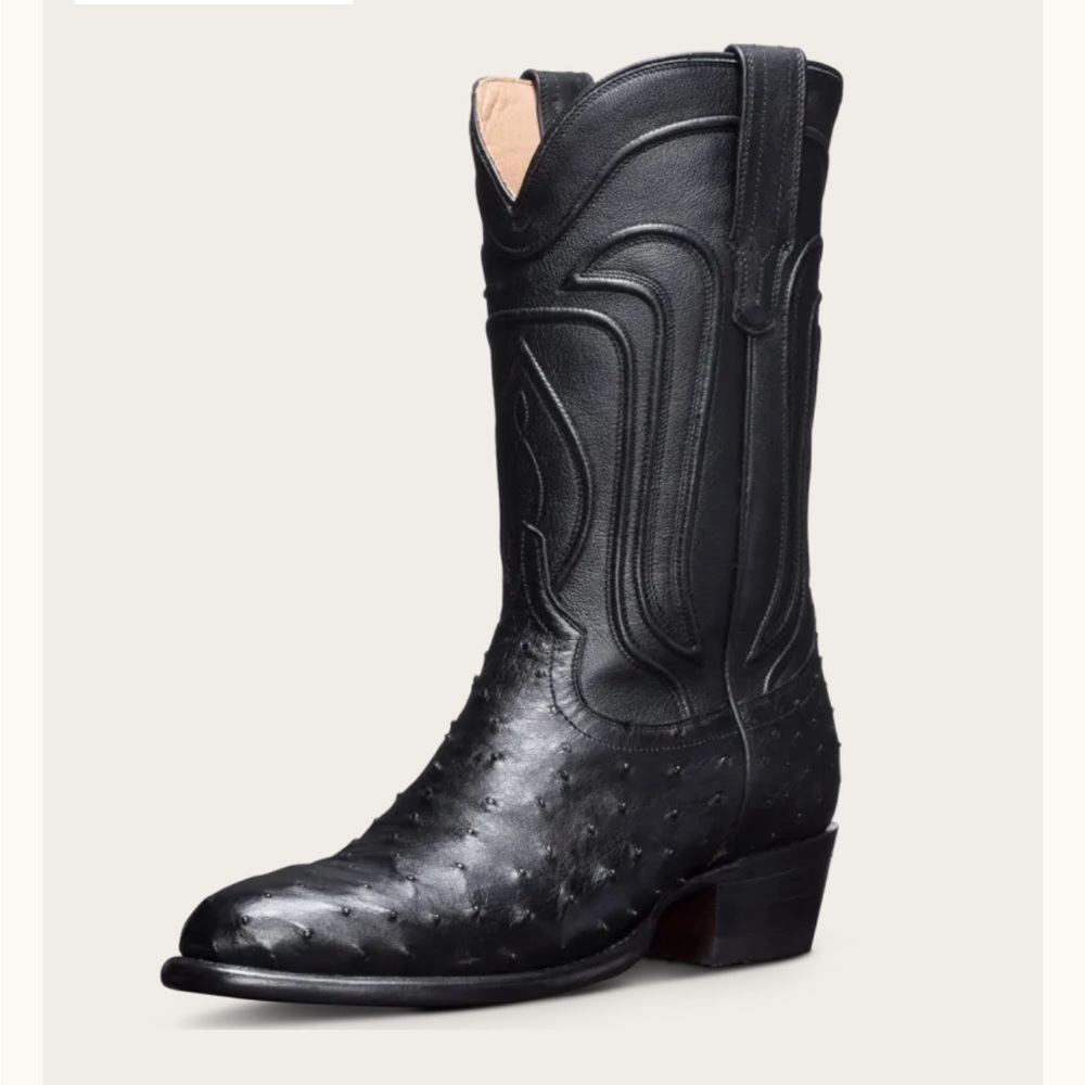 Tecovas Black Ostrich Leather